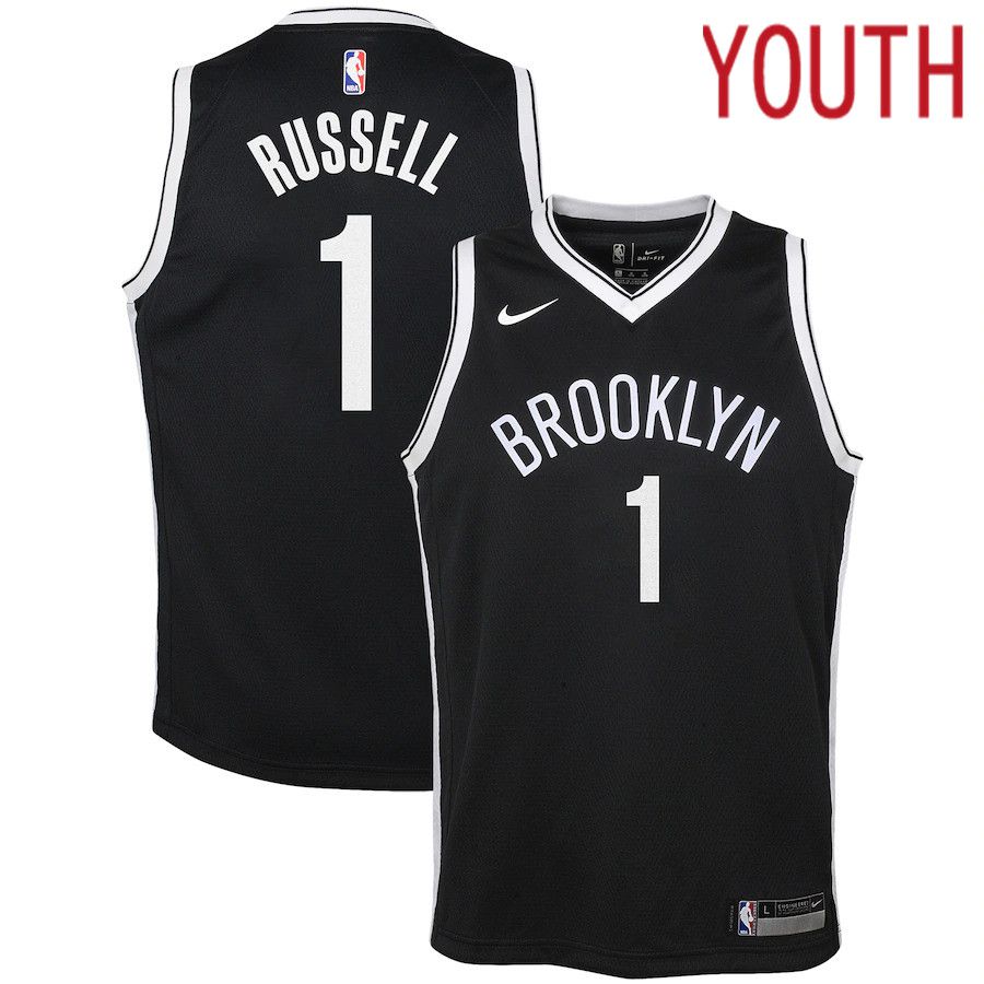 Youth Brooklyn Nets #1 D Angelo Russell Nike Black Swingman NBA Jersey->youth nba jersey->Youth Jersey